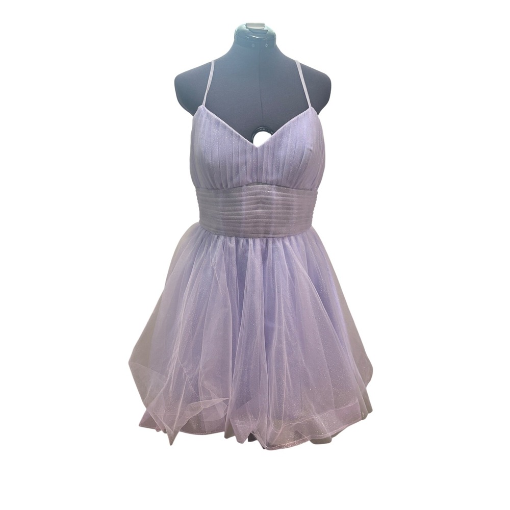 Faeriesty Lilac Tulle Dress Lace Up Back Straps Sparkle Party Size 12 NWOT